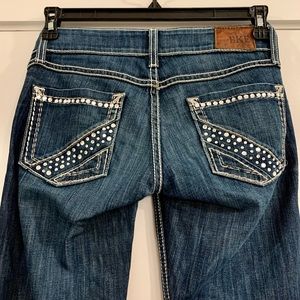 BKE Denim Stella Women’s Slim Bootcut Jeans with Rhinestones Size 25X33.5”